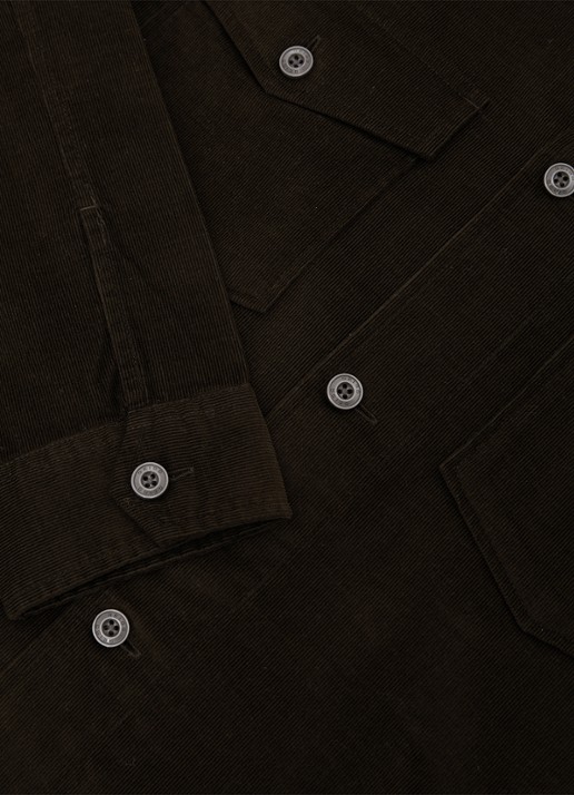Reiss KAI Corduroy Twin-Pocket Overshirt - detail 5 donkergroen