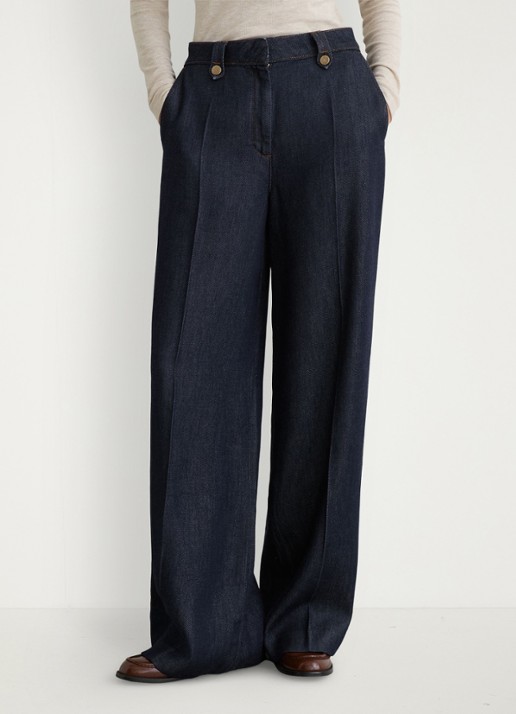 Reiss Kaia mid waist wide fit pantalon met steekzakken