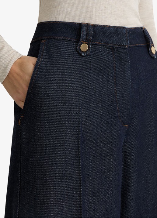 Reiss Kaia mid waist wide fit pantalon met steekzakken - detail 4 indigo