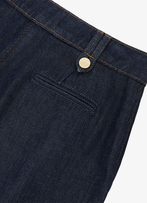 Reiss Kaia mid waist wide fit pantalon met steekzakken - detail 5 indigo