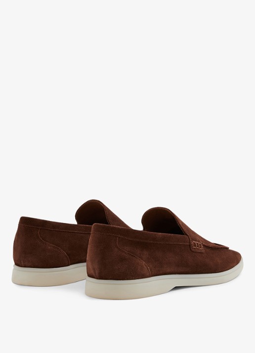 Reiss Kason loafer van suède - achterkant 4 donkerbruin