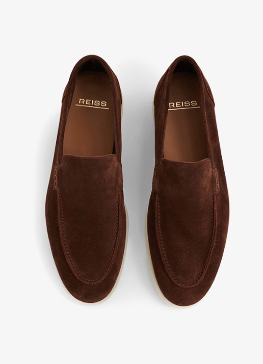 Reiss Kason loafer van suède - detail 2 donkerbruin