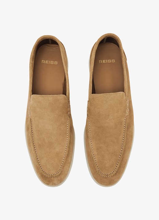 Reiss Kason loafers van suède - detail 3 stone / beige