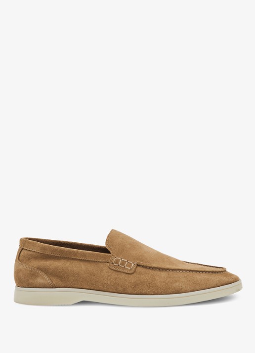 Reiss Kason loafers van suède - voorkant stone / beige