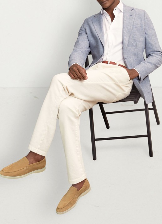 Reiss Kason loafers van suède - voorkant 2 stone / beige