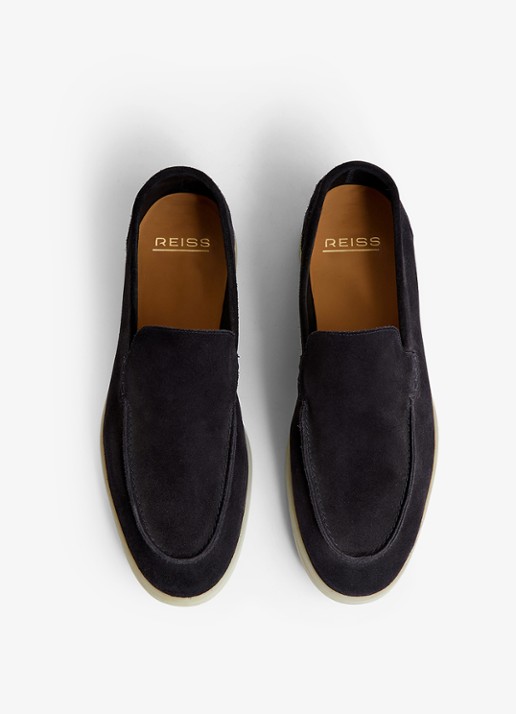 Reiss Kason loafers van suède - detail 3 navy / blauw