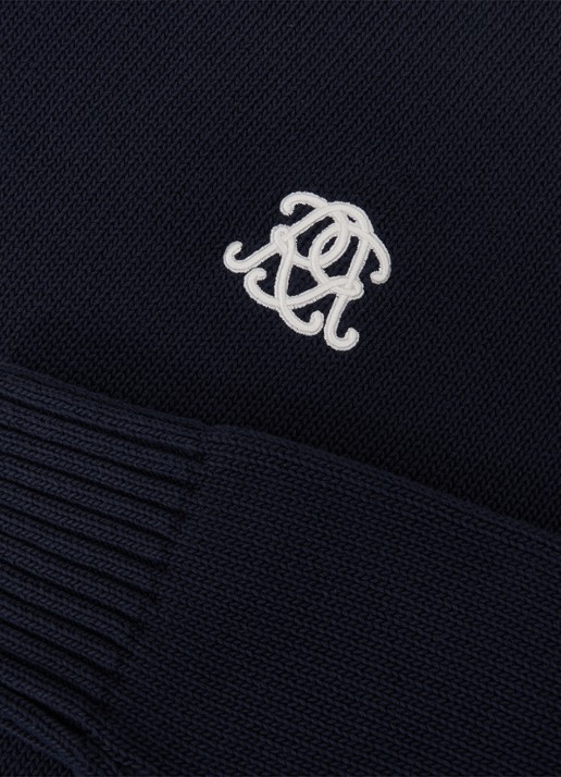 Reiss Kendi grofgebreide trui met borduring - detail 4 donkerblauw