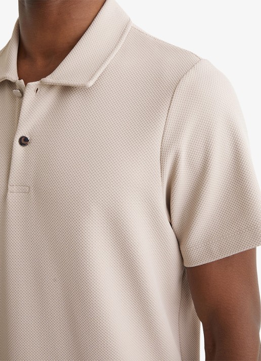 Reiss Kennedy regular fit polo met textuur - detail 4 beige