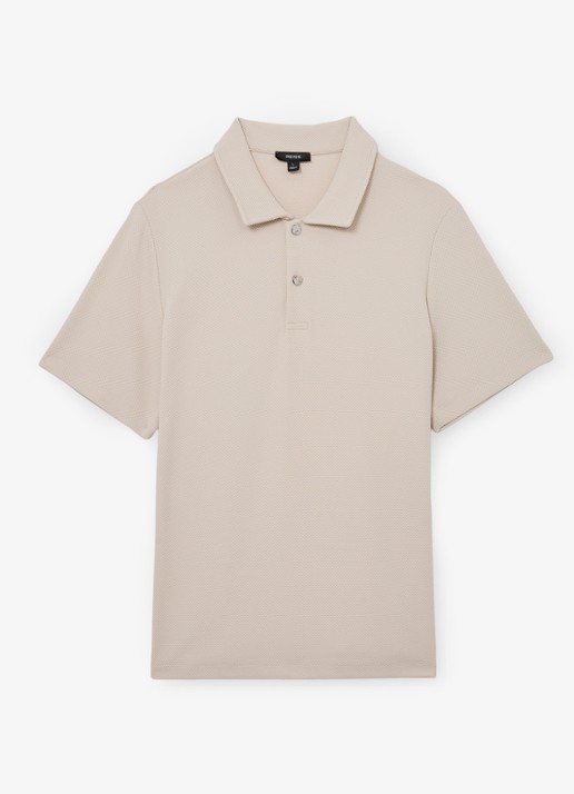 Reiss Kennedy regular fit polo met textuur - voorkant beige