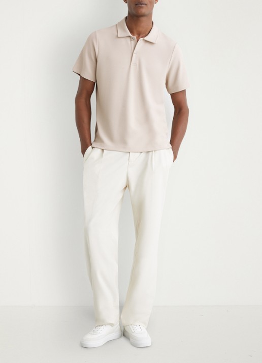 Reiss Kennedy regular fit polo met textuur - voorkant 2 beige