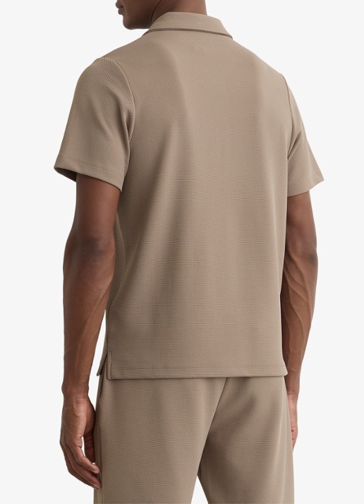 Reiss Kennedy regular fit polo met textuur - achterkant 3 camel