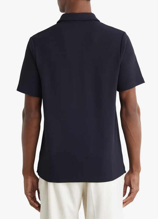 Reiss Kennedy regular fit polo met textuur - achterkant 6 donkerblauw
