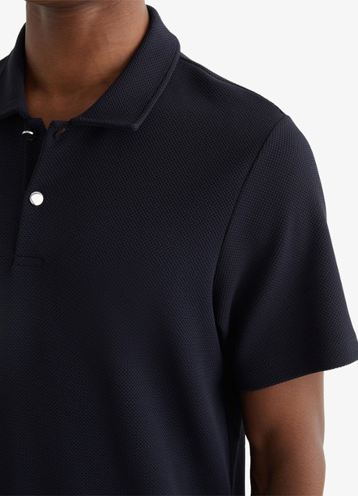 Reiss Kennedy regular fit polo met textuur - detail 4 donkerblauw