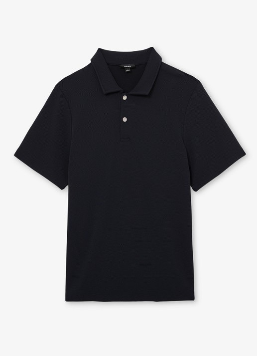 Reiss Kennedy regular fit polo met textuur - voorkant donkerblauw