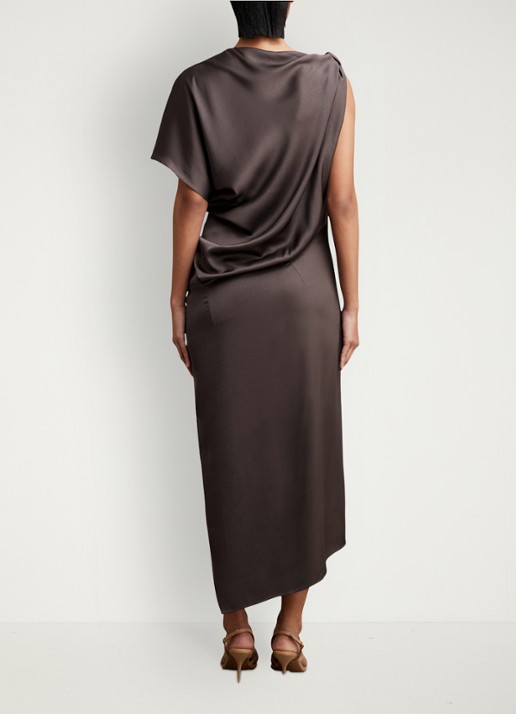 Reiss Kenzie asymmetrische gedrapeerde midi-jurk - achterkant 5 taupe