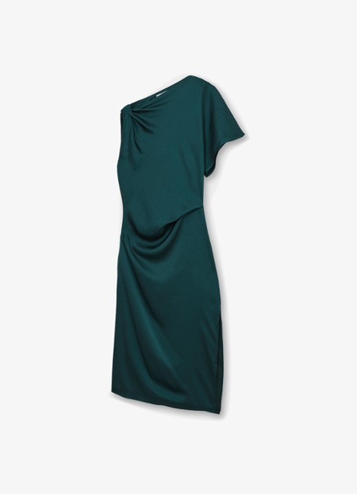 Reiss Kenzie asymmetrische gedrapeerde midi-jurk - voorkant zeegroen