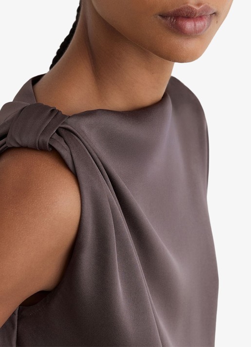 Reiss KEZIA Satin Draped One-Shoulder Top - detail 2 mauve / paars