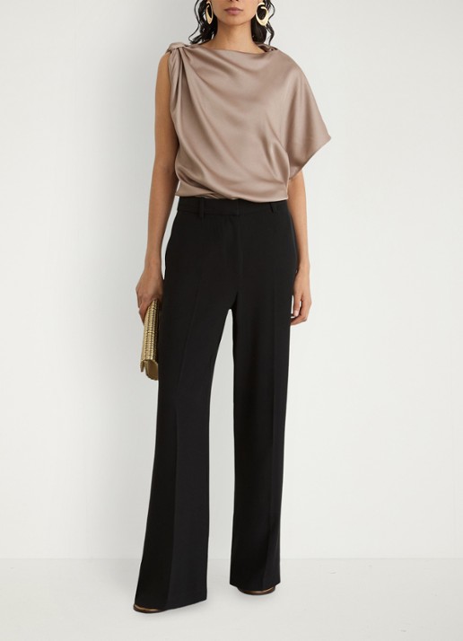 Reiss KEZIA Satin Draped One-Shoulder Top - voorkant 3 beige