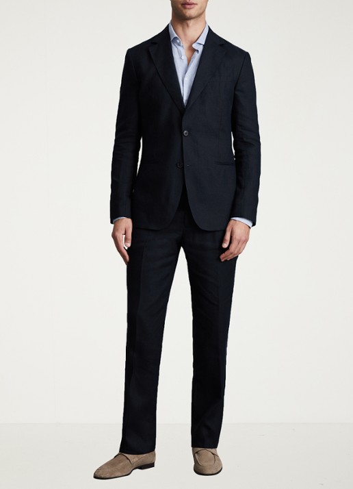 Reiss Kin slim fit colbert van linnen met steekzakken - voorkant 5 donkerblauw