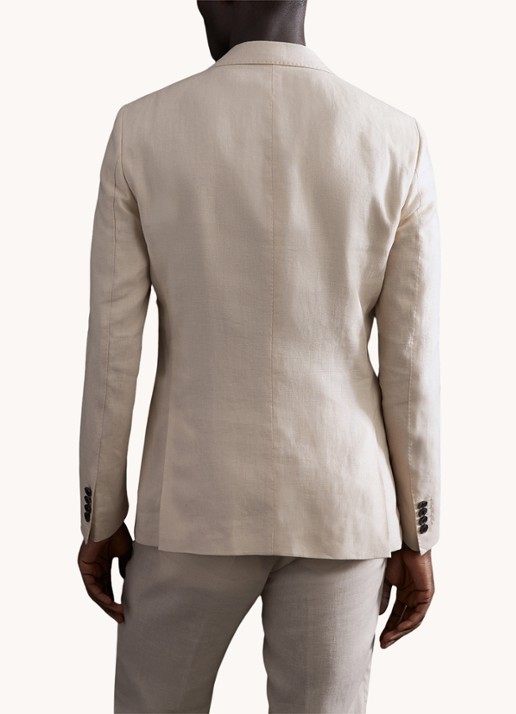 Reiss Kin slim fit colbert van linnen - achterkant 4 stone / beige