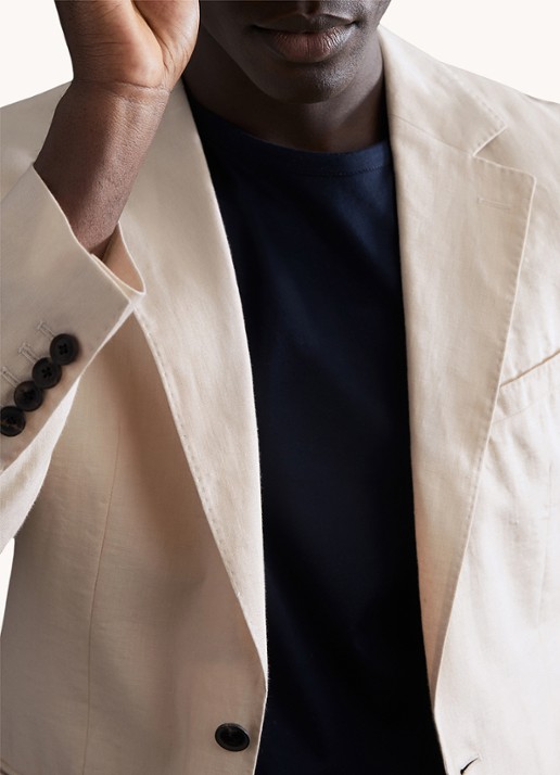 Reiss Kin slim fit colbert van linnen - detail 3 stone / beige