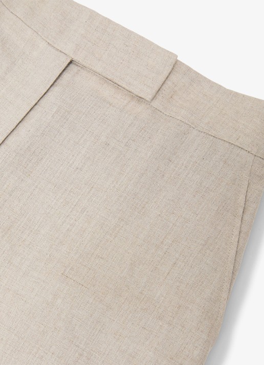 Reiss Kit high waist wide fit pantalon van linnen - detail 3 beige