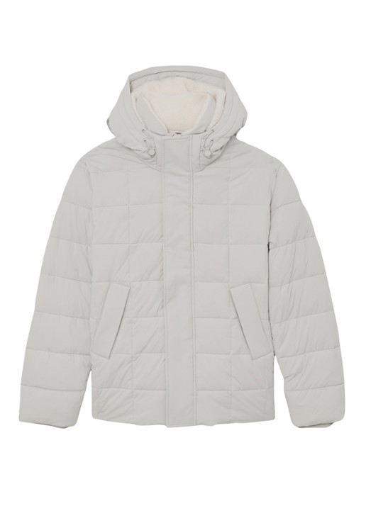 Reiss Klause puffer jas met quilt patroon en steekzakken - voorkant 6 stone / beige