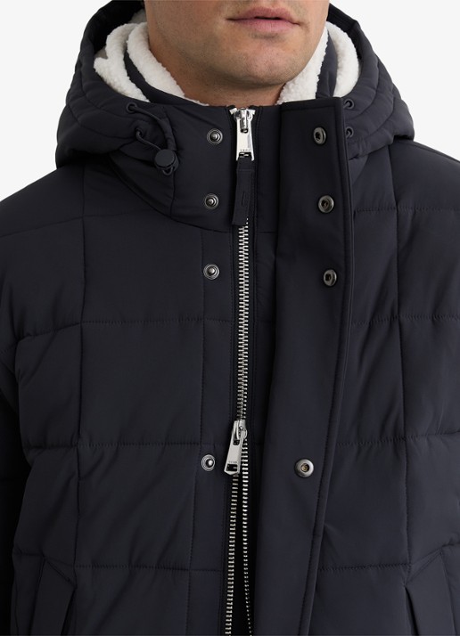 Reiss Klause puffer jas met quilt patroon en steekzakken - detail 3 navy / blauw
