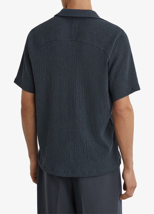 Reiss Knox overhemd met structuur - achterkant 7 airforce blue / blauw