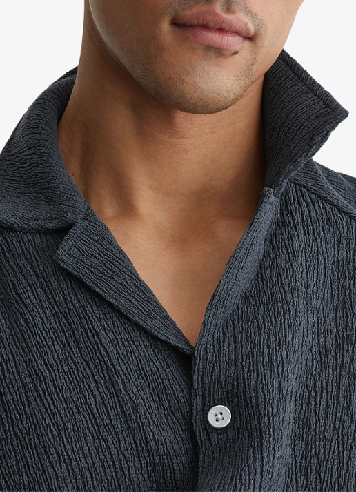 Reiss Knox overhemd met structuur - detail 2 airforce blue / blauw