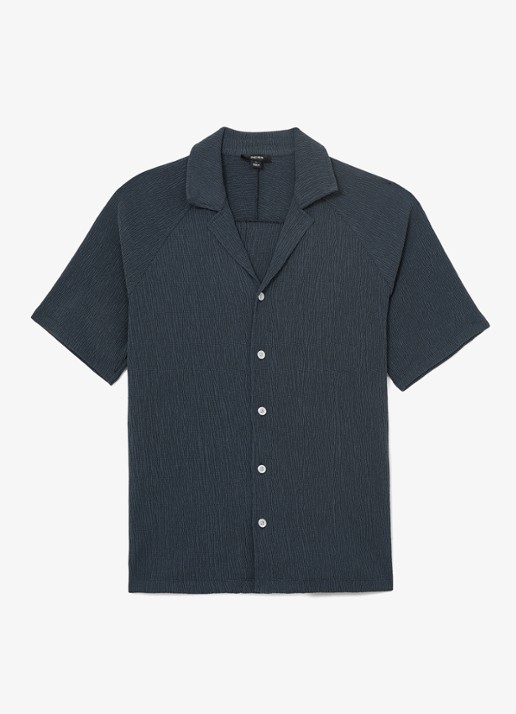 Reiss Knox overhemd met structuur - voorkant 5 airforce blue / blauw