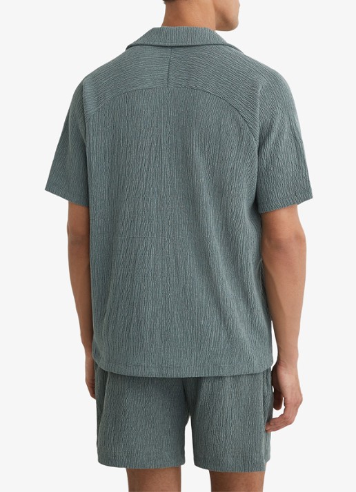 Reiss Knox regular fit overhemd met structuur - achterkant dark sage / groen