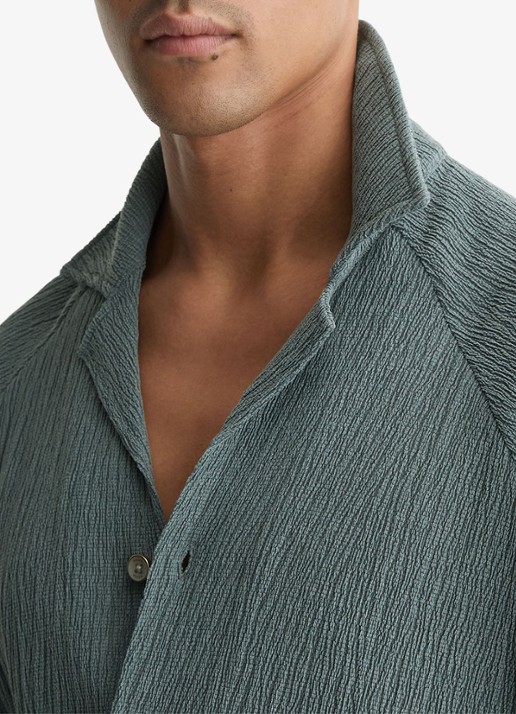 Reiss Knox regular fit overhemd met structuur - detail 5 dark sage / groen