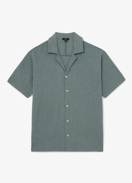 Reiss Knox regular fit overhemd met structuur - voorkant 2 dark sage / groen