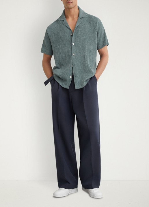 Reiss Knox regular fit overhemd met structuur - voorkant 3 dark sage / groen