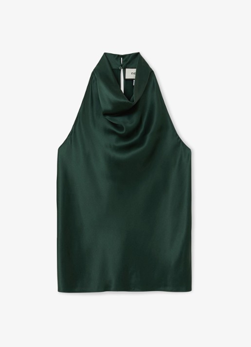 Reiss Kory top met watervalhals - voorkant groen