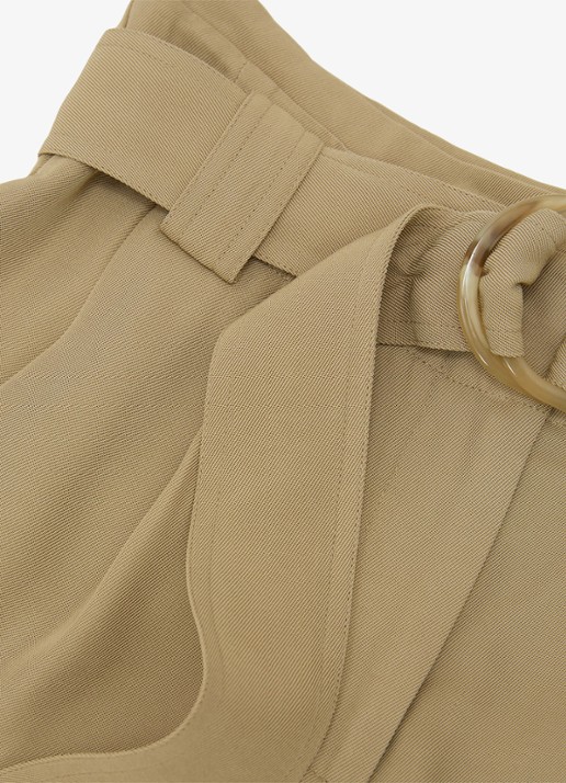 Reiss Lana high waist wide fit korte broek met ceintuur - detail 7 beige