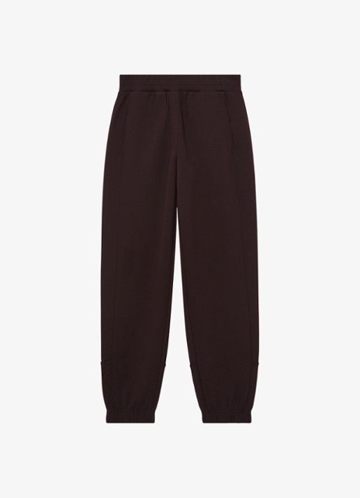 Reiss Laney mid waist tapered fit loungebroek met steekzakken - voorkant 2 donkerbruin