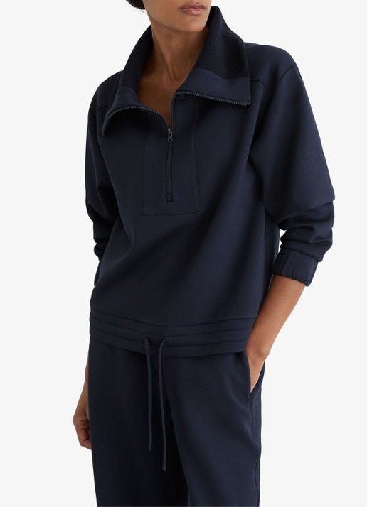 Reiss Laney sweater met halve rits - detail 3 donkerblauw