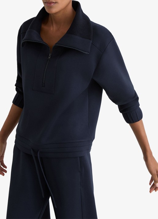 Reiss Laney sweater met halve rits - detail 4 donkerblauw