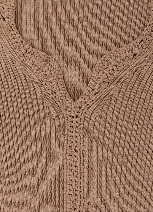 Reiss Lara ribgebreide trui met crochet detail - detail 6 camel