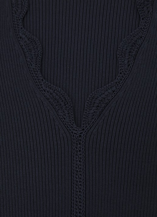 Reiss Lara ribgebreide trui met crochet detail - detail 6 donkerblauw