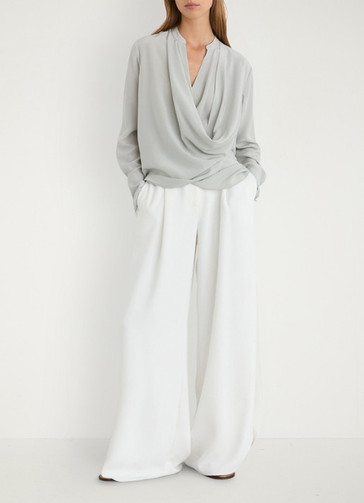 Reiss Lauren blouse met drapering - voorkant 2 grijs