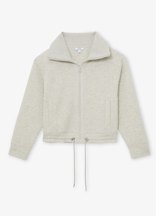 Reiss Laurrie sweatvest met steekzakken - voorkant 5 grijs