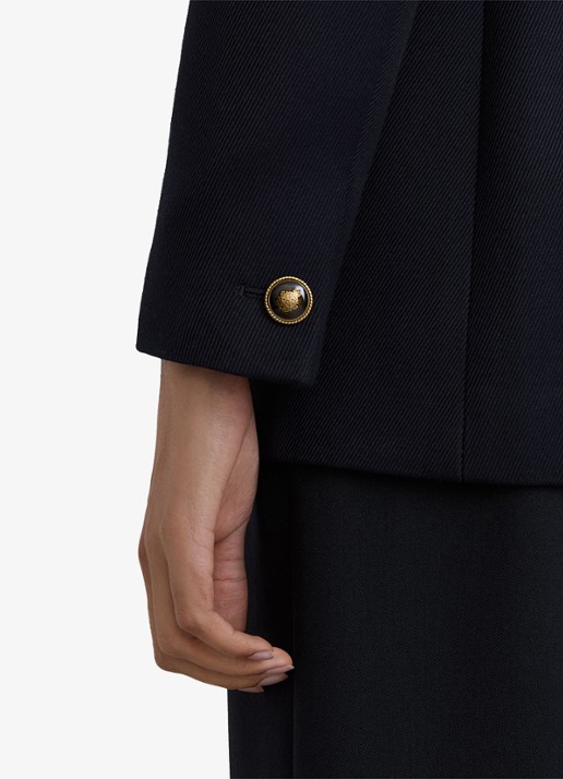 Reiss Lauryn double-breasted blazer in wolblend - detail 2 donkerblauw
