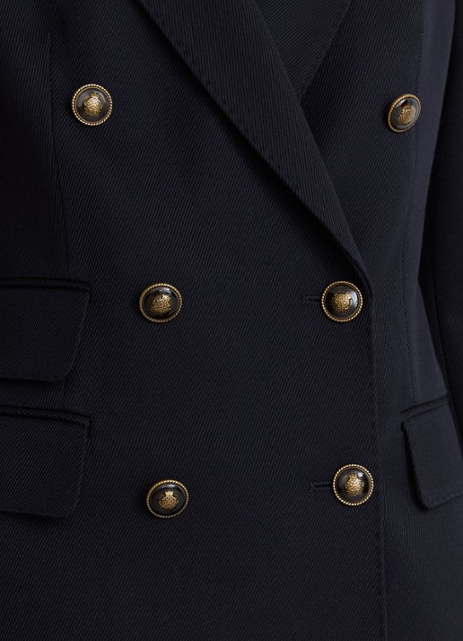 Reiss Lauryn double-breasted blazer in wolblend - detail 3 donkerblauw