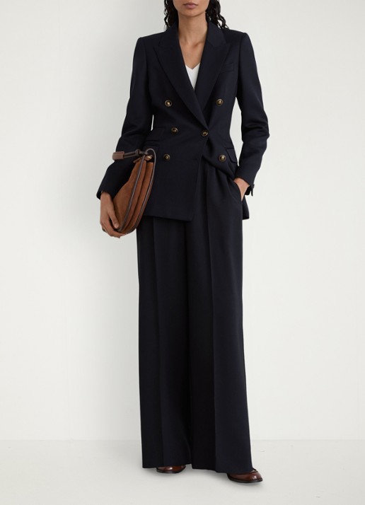 Reiss Lauryn double-breasted blazer in wolblend - voorkant 7 donkerblauw