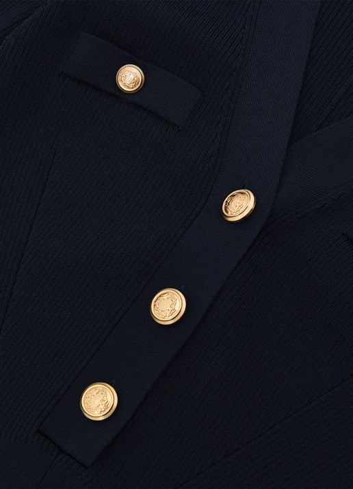 Reiss Lavelle rigebreide mini jurk met knoop detail - detail 7 donkerblauw