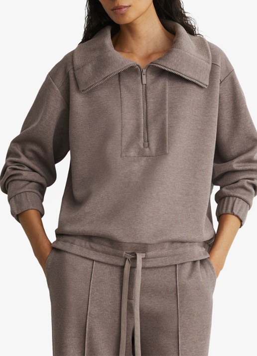 Reiss Layla sweater van wol en lyocell met hakve rits