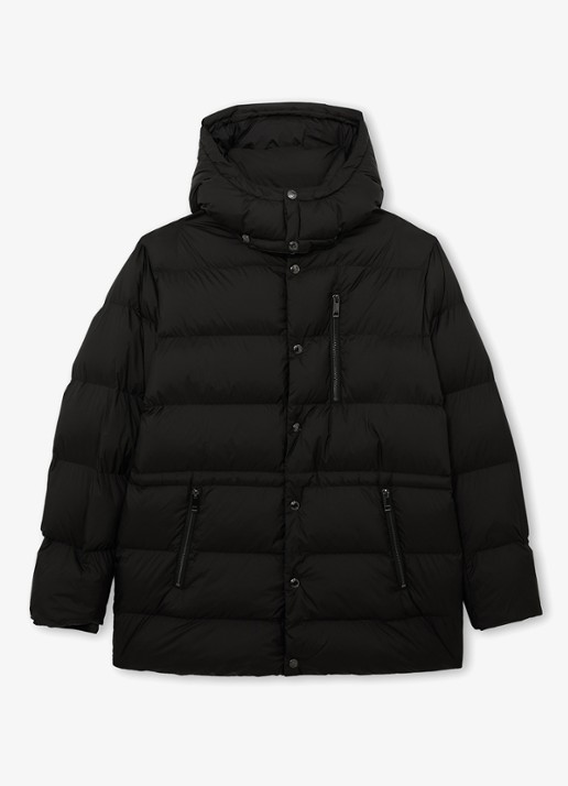 Reiss Lebane puffer jas met afneembare capuchon - voorkant 4 black / zwart